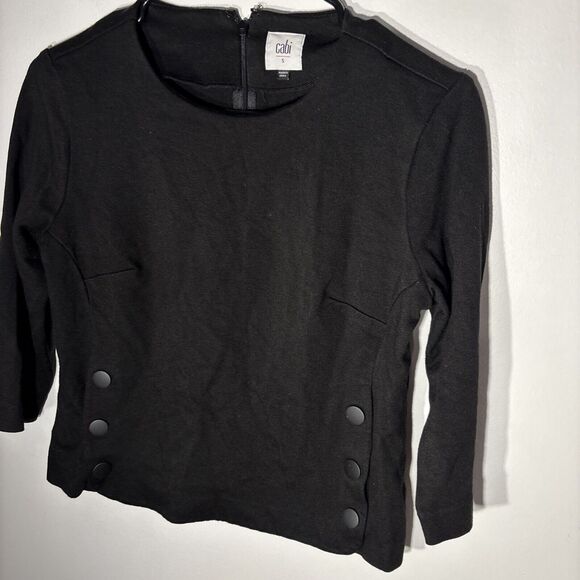 Cabi size S Osaka Nights black pointe utility button side blouse 3/4 sleeves - Picture 3 of 12